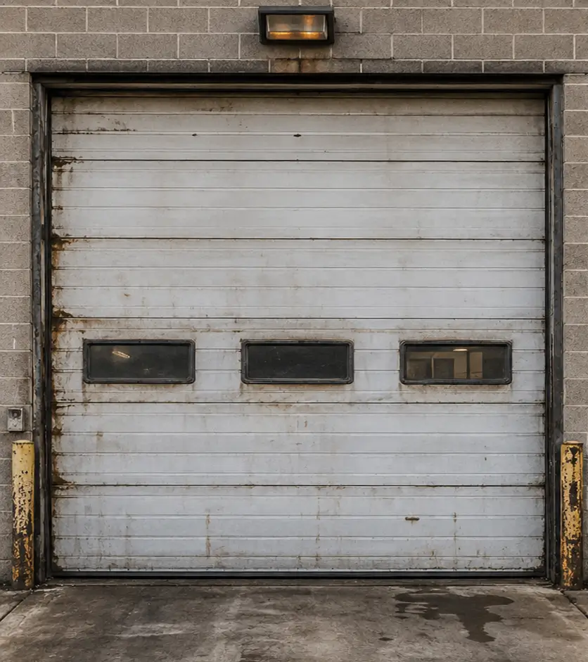 commercial garage door before repair