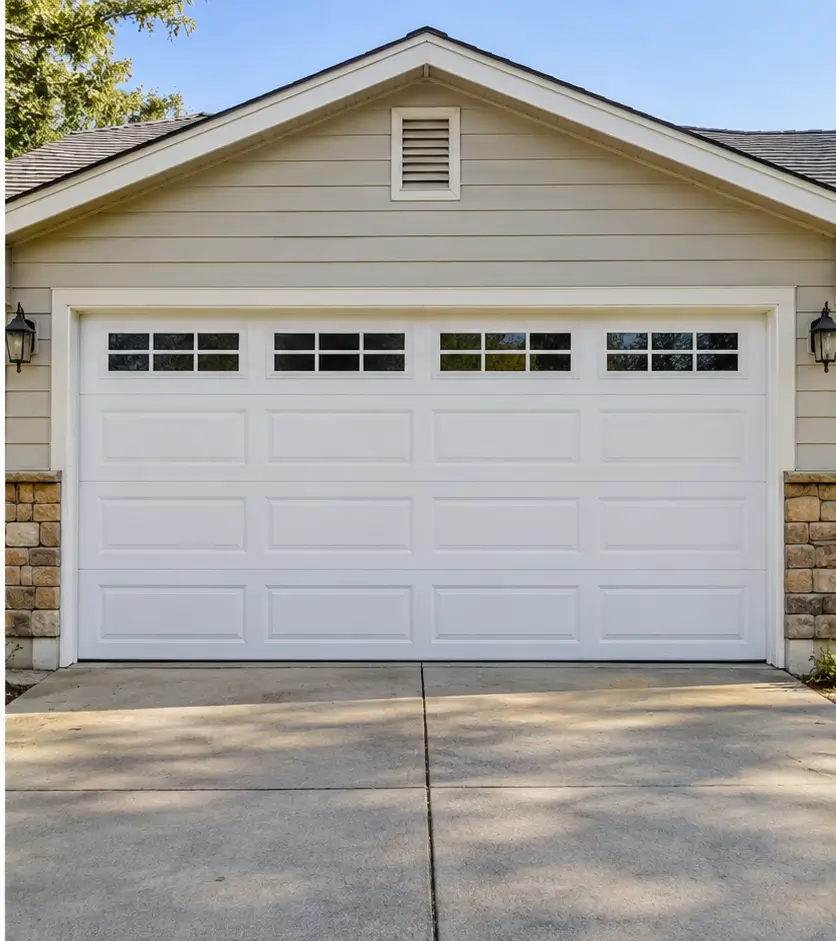 Residential garage door after repair