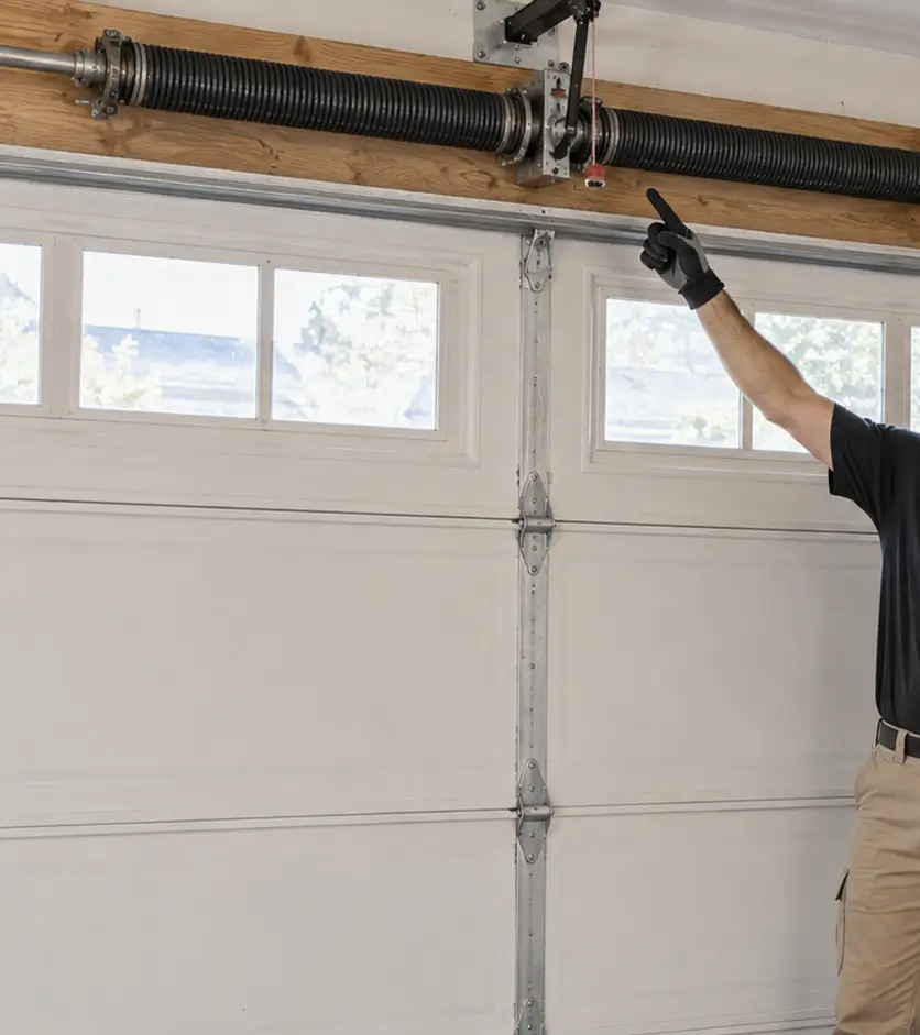 Residential garage door after repair