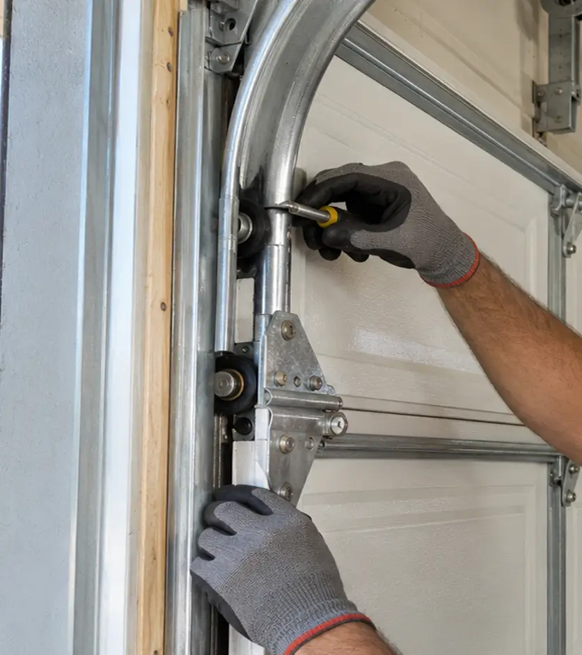 Residential garage door after repair