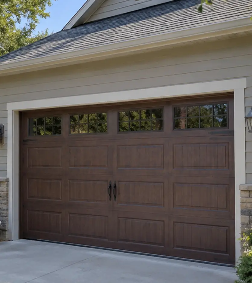 Residential garage door after repair